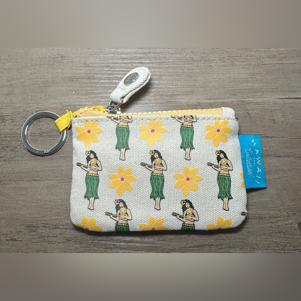Hawaii Collection Hula Girl Small Zipper Pouch With Key Ring Travel. - Picture 2 of 4